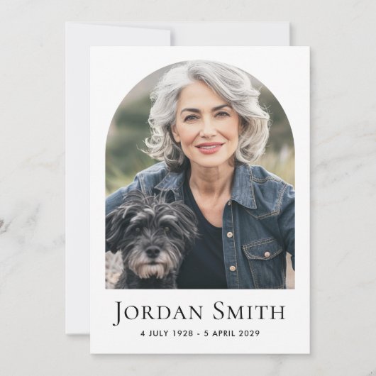 アーチエレガントクラシック白写真葬儀悔やみや弔慰 サンキューカード (正面)