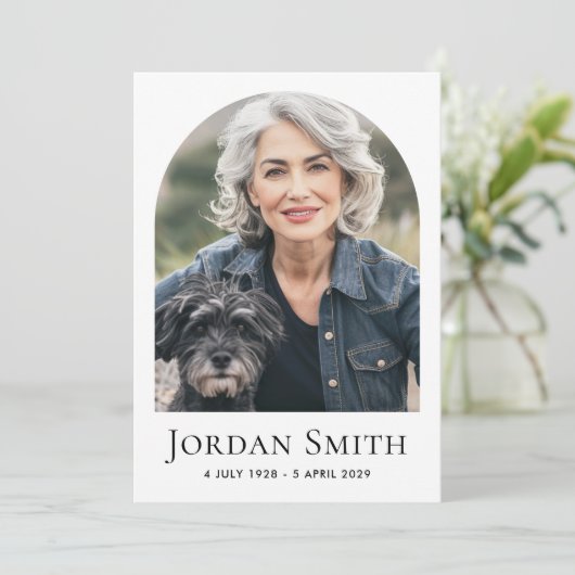 アーチエレガントクラシック白写真葬儀悔やみや弔慰 サンキューカード (スタンド正面)