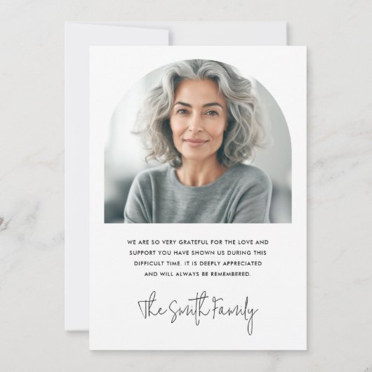 アーチエレガントクラシック白写真葬儀悔やみや弔慰 サンキューカード (裏面)