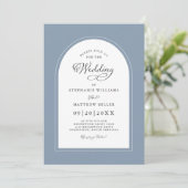 アーチエレガントク書の結婚ほこりっぽい青 招待状 (スタンド正面)