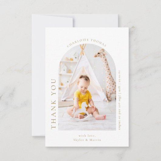 アーチエレガントサンキューシック赤ちゃんシャワーありがとう サンキューカード (正面)