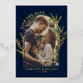 アーチエレガントフォトウェディング日付ゴールドフォイルを保存 箔招待状 (正面)