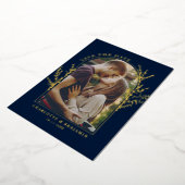 アーチエレガントフォトウェディング日付ゴールドフォイルを保存 箔招待状 (回転した状態)