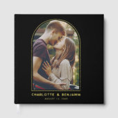 アーチエレガントフォトゴールドフォイルタイポグラフィ結婚ズ ゲストブック (正面)