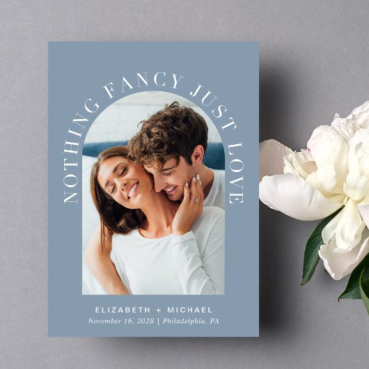 アーチエレガントフォトダスティブルーカジュアルズ結婚 招待状