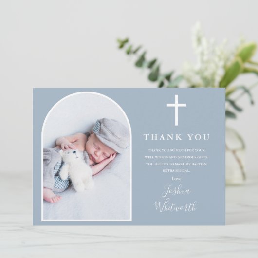 アーチエレガントフォトダスティブルーバプテスマ サンキューカード (スタンド正面)