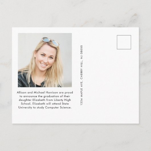 アーチエレガントフォトパープル卒業 案内ポストカード (裏面)