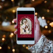 アーチエレガントフォトブライトメリーブルゴーニュのクリスマス シーズンカード