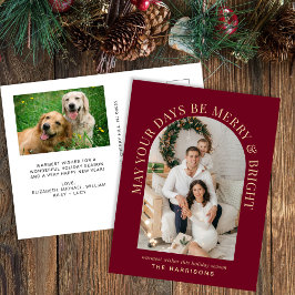 アーチエレガントフォトブライトメリーブルゴーニュのクリスマス シーズンポストカード