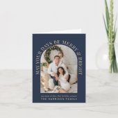 アーチエレガントフォトブライトメリーブルークリスマス カード (正面)