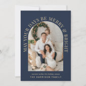 アーチエレガントフォトブライトメリーブルークリスマス シーズンカード (正面)