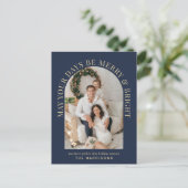 アーチエレガントフォトブライトメリーブルークリスマス シーズンポストカード (スタンド正面)