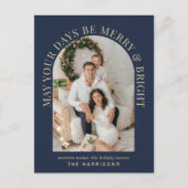 アーチエレガントフォトブライトメリーブルークリスマス シーズンポストカード (正面)