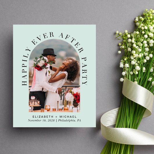 アーチエレガントフォトミントウェディングレセプション招待状