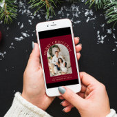 アーチエレガントフォトメリークリスマスブルゴーニュ シーズンカード