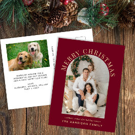 アーチエレガントフォトメリークリスマスブルゴーニュ シーズンポストカード