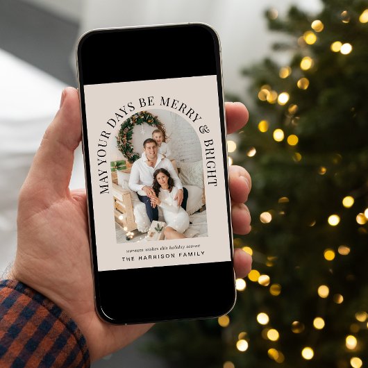 アーチエレガントフォト明るいメリークリスマス シーズンカード