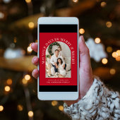 アーチエレガントフォト明るい赤メリーのクリスマス カード