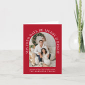 アーチエレガントフォト明るい赤メリーのクリスマス カード (正面)