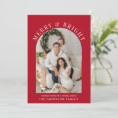 アーチエレガントフォト明るい赤メリーのクリスマス シーズンカード (スタンド正面)