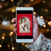 アーチエレガントフォト明るい赤メリーのクリスマス シーズンカード