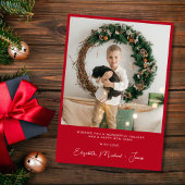 アーチエレガントフォト明るい赤メリーのクリスマス シーズンカード