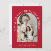 アーチエレガントフォト明るい赤メリーのクリスマス シーズンカード (正面)