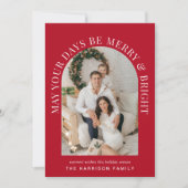 アーチエレガントフォト明るい赤メリーのクリスマス シーズンカード (正面)