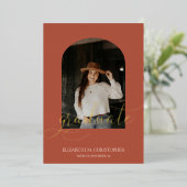 アーチエレガントフレーム5フォトコラージュ卒業実在 箔招待状 (立ち正面)