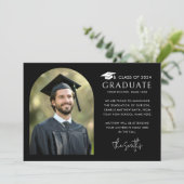 アーチエレガントブラック写真卒業キャップ 案内状 (スタンド正面)
