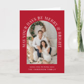 アーチエレガントー写真と明メリーるい赤のクリスマス カード (正面)