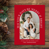 アーチエレガントー写真と明メリーるい赤のクリスマス シーズンポストカード