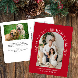 アーチエレガントー写真と明メリーるい赤のクリスマス シーズンポストカード