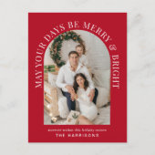 アーチエレガントー写真と明メリーるい赤のクリスマス シーズンポストカード (正面)