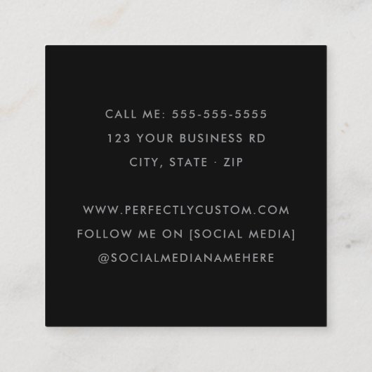 アーチエレガントー写真モダンプロフェッショナル黒 スクエア名刺 (裏面)