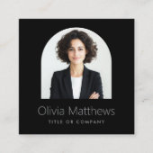 アーチエレガントー写真モダンプロフェッショナル黒 スクエア名刺 (正面)