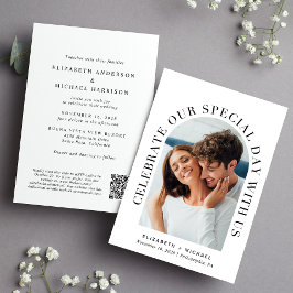 アーチエレガントー写真QRコードすべて結婚の 招待状