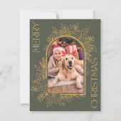 アーチエレガント型オリーブグリーン金ゴールド写真 シーズンカード (正面)