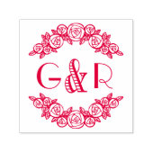 アーチエレガント型バラ#6ラウンド2イニシャル セルフインキングスタンプ (デザイン)