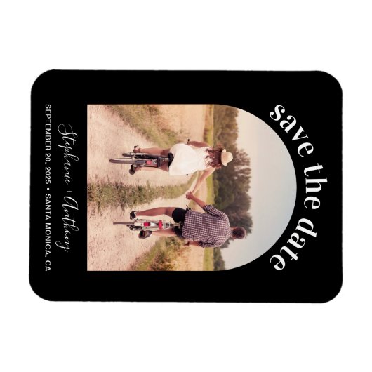 アーチエレガント型フレーム写真日付磁石を保存 マグネット (横)