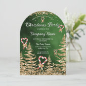 アーチエレガント型金ゴールドグリッターパイン企業のパーティー 招待状 (スタンド正面)