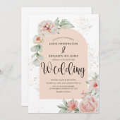 アーチエレガント型 |春ピーチフローラ結婚ズ 招待状 (正面/裏面)