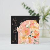 アーチオモダンレンジピーチアンドブラックフローラズ結婚 セーブザデート (スタンド正面)