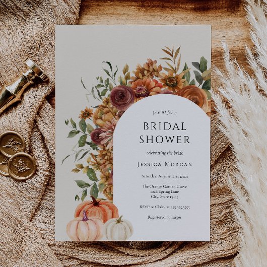 アーチオータムカボチャブライダルシャワー招待 招待状