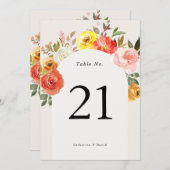 アーチオータムフローラ秋の結婚式テーブル番号 (正面/裏面)