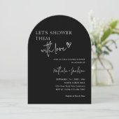 アーチカップル彼らをシャワー黒ブライダル 招待状 (スタンド正面)