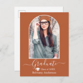 アーチキャップモダン書道テラコッタ卒業 ポストカード (正面/裏面)
