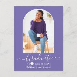 アーチキャップモダン書道ペリウィンクル卒業 ポストカード