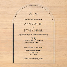 アーチクラシーエレガントB&Wミニマリストシック結婚ズ アクリル招待状