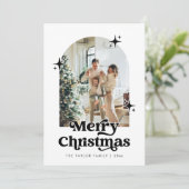 アーチクリスマスカード、レトロモダンホリデーカード シーズンカード (スタンド正面)